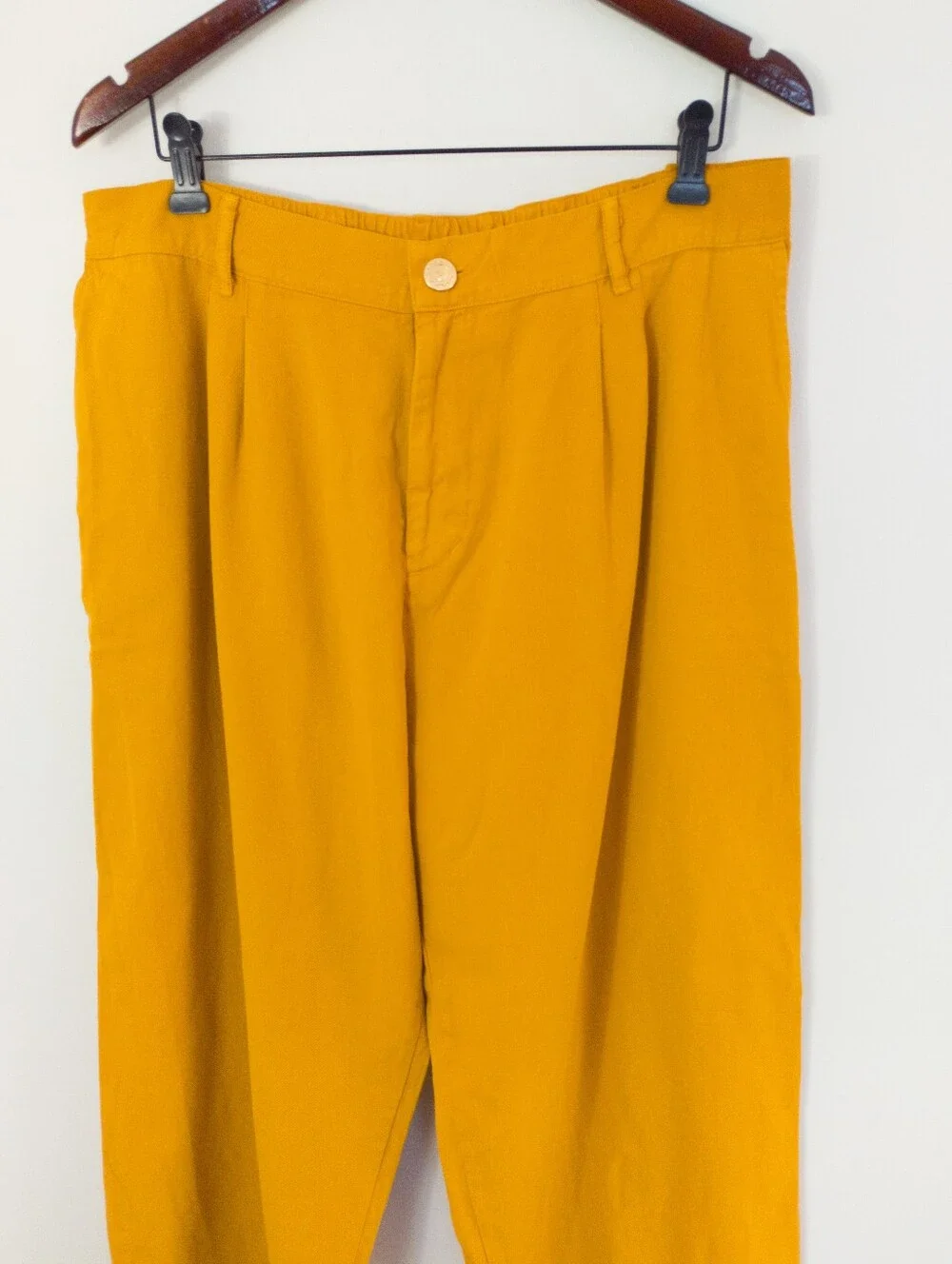 Big Bud Press Mustard Heavyweight Pleated Trousers Pants XL Cotton - Picture 2 of 10